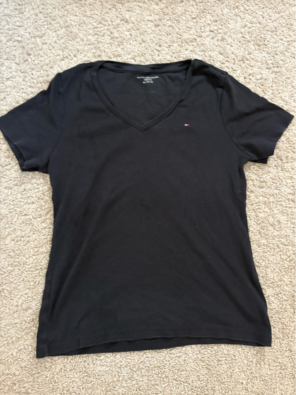 Tommy Hilfiger Black V-Neck Short Sleeve Tee